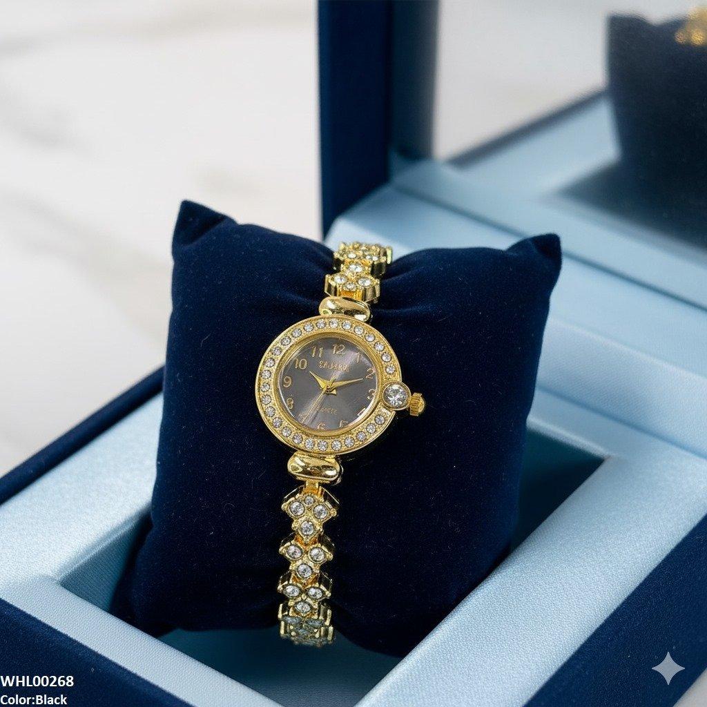 Rhinestone-Embellished Dial Watch