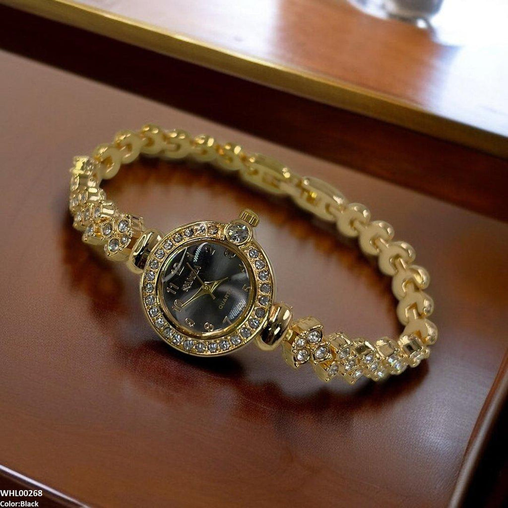 Rhinestone-Embellished Dial Watch