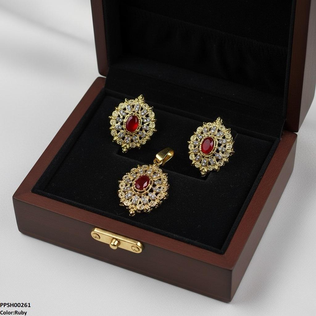 Oval Flower Pendant Set