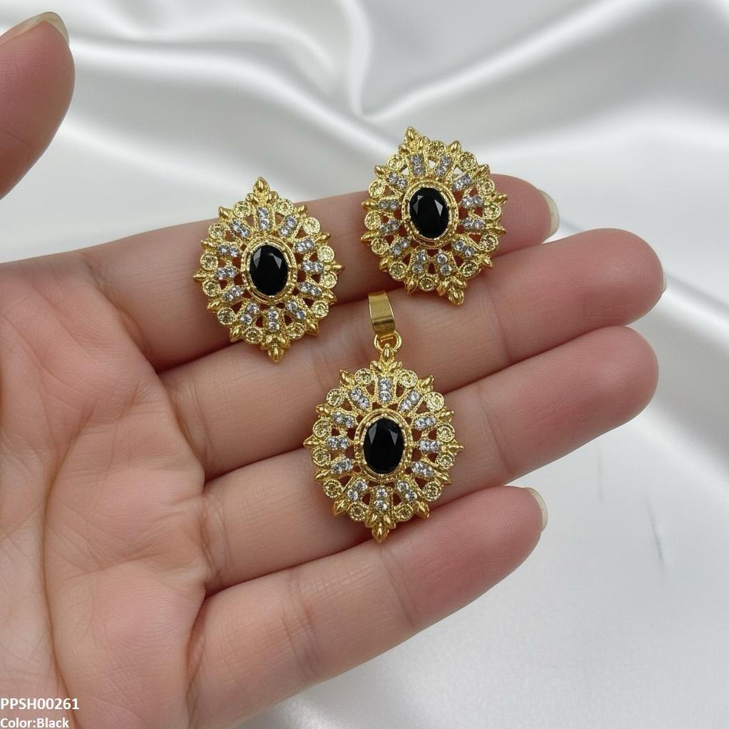 Oval Flower Pendant Set