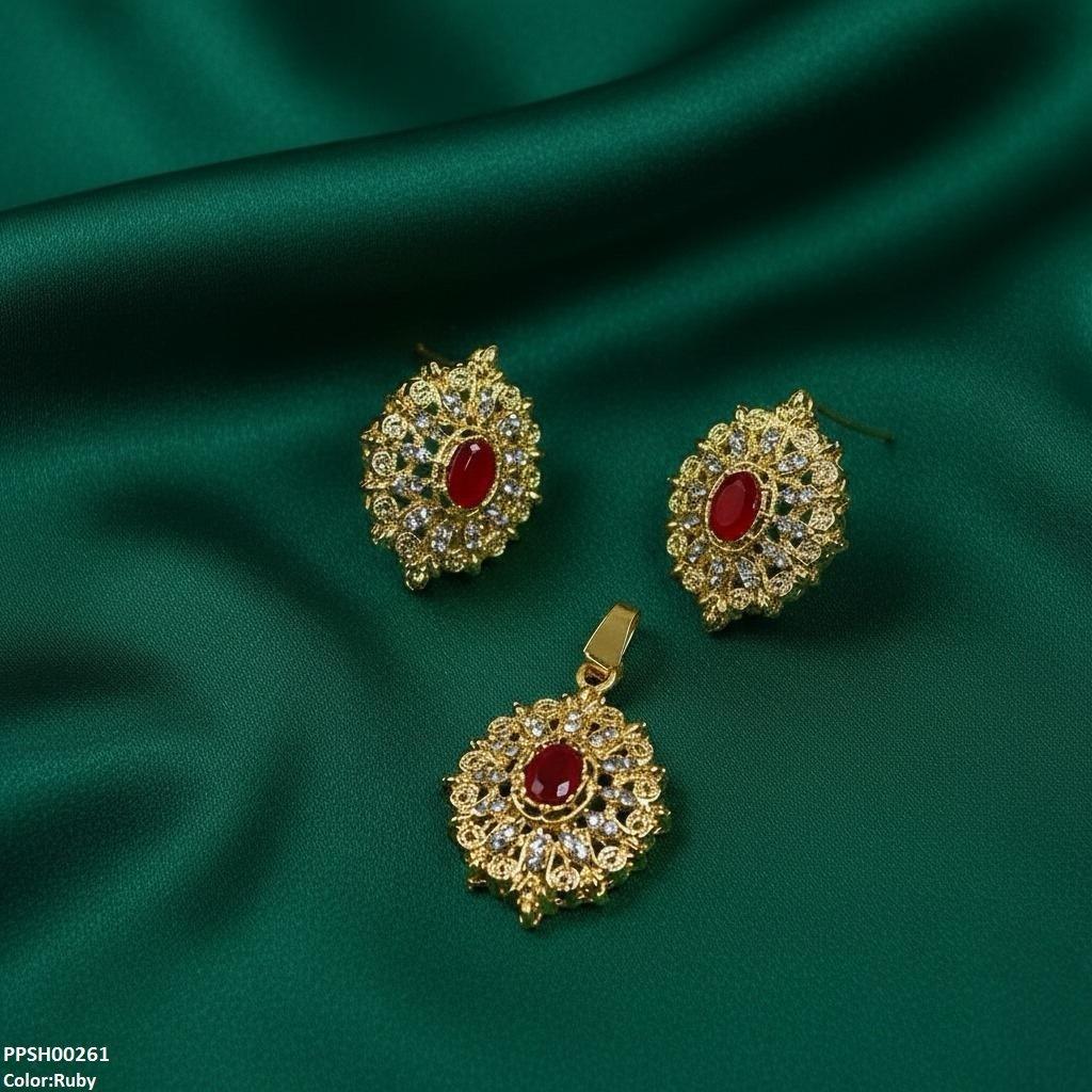 Oval Flower Pendant Set