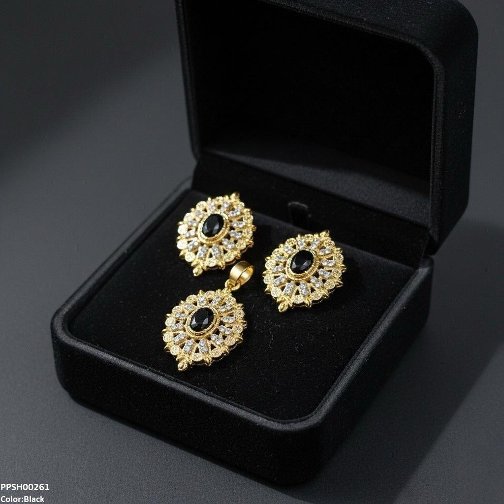 Oval Flower Pendant Set