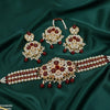 Oval Flower Pearl Drop Choker Set