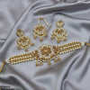 Oval Flower Pearl Drop Choker Set