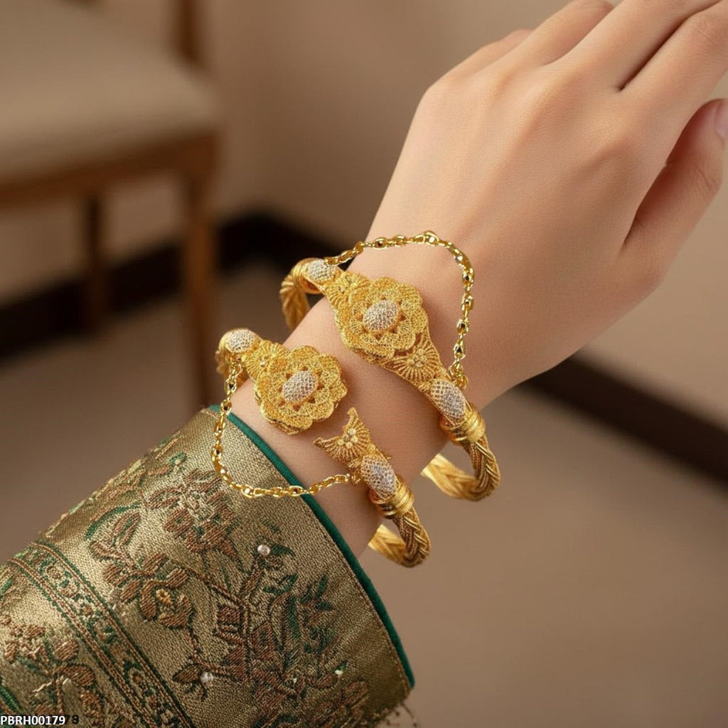 Flower Beza Hand Bangles Pair