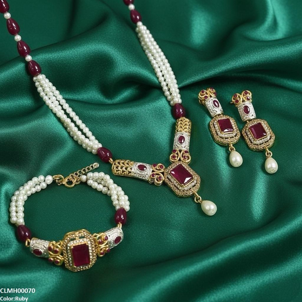 Rectangle Pearl Drop Mala Set