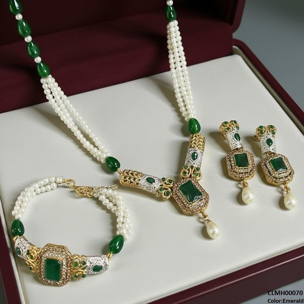 Rectangle Pearl Drop Mala Set