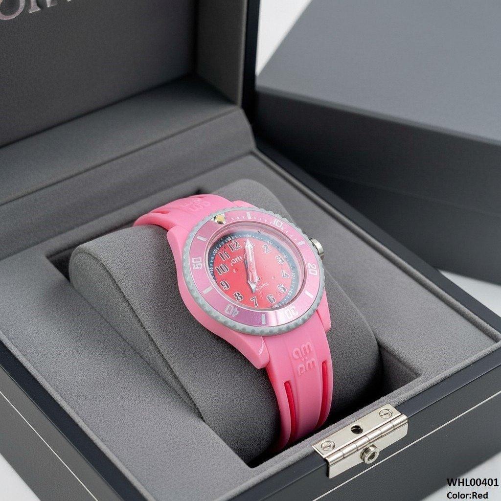 Round Red Dial Stone Kid's Watch