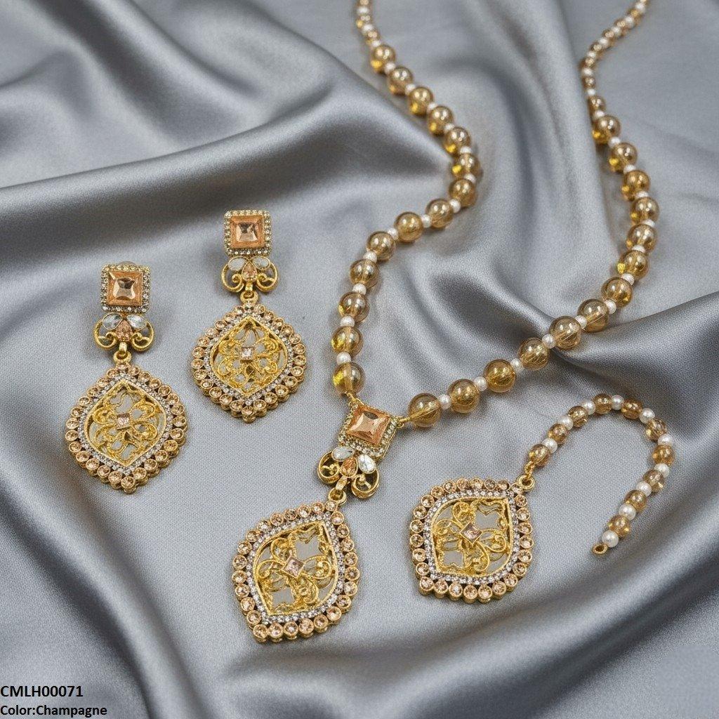 Square Flower Drop Mala Set