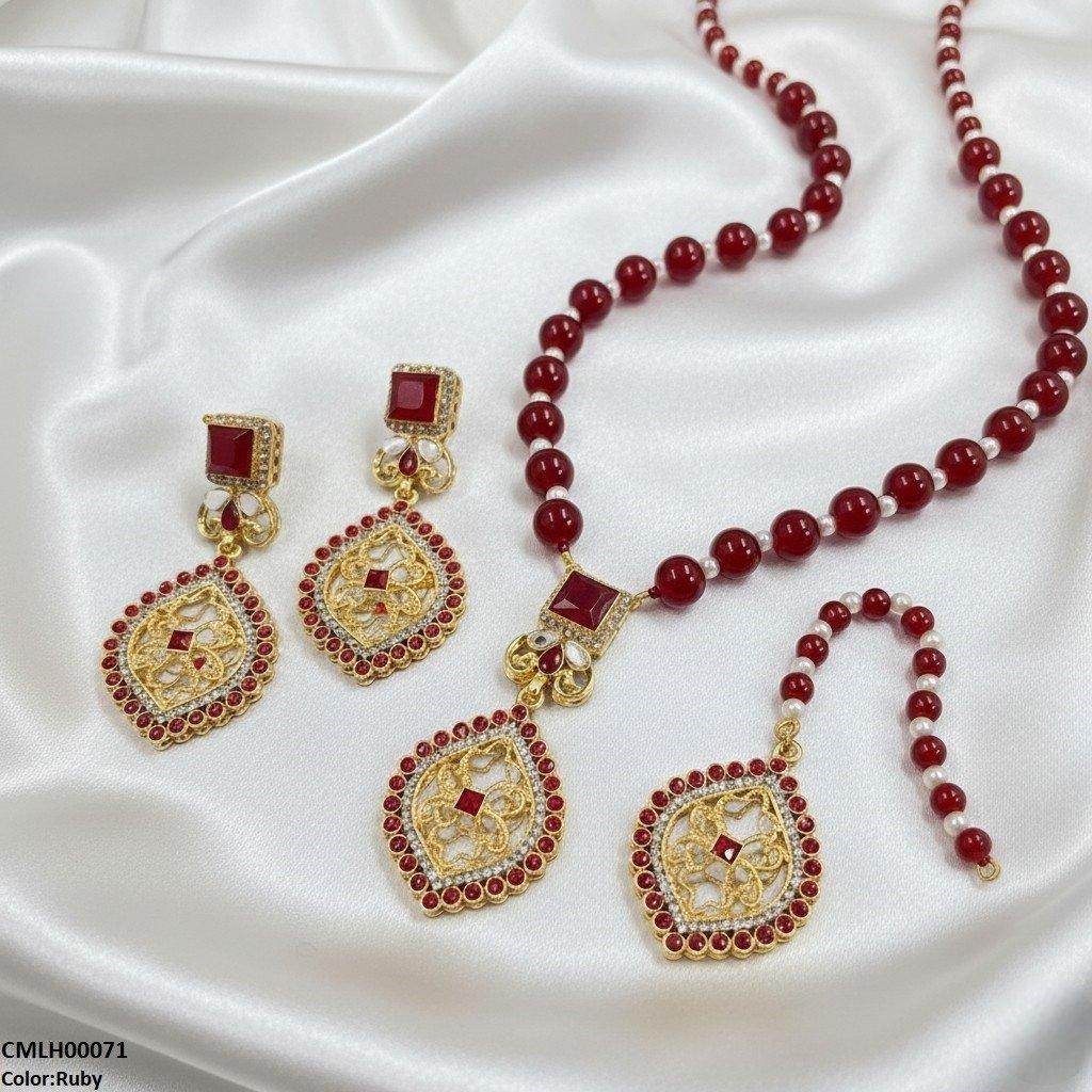 Square Flower Drop Mala Set