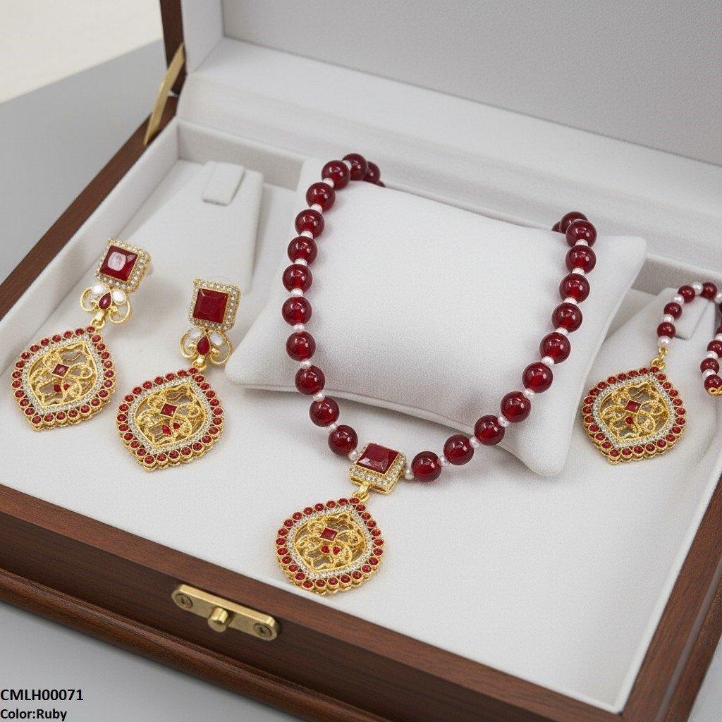 Square Flower Drop Mala Set