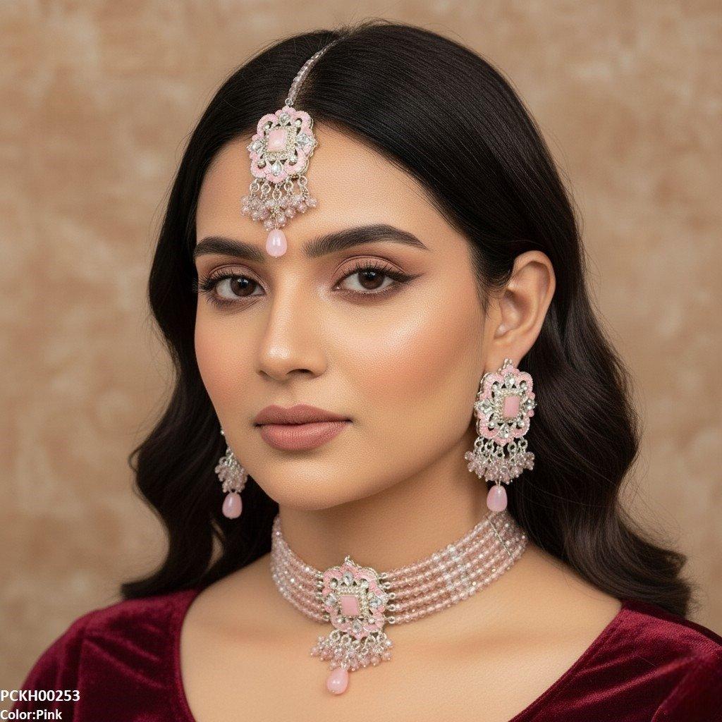 Square Pearl Drop Choker Set