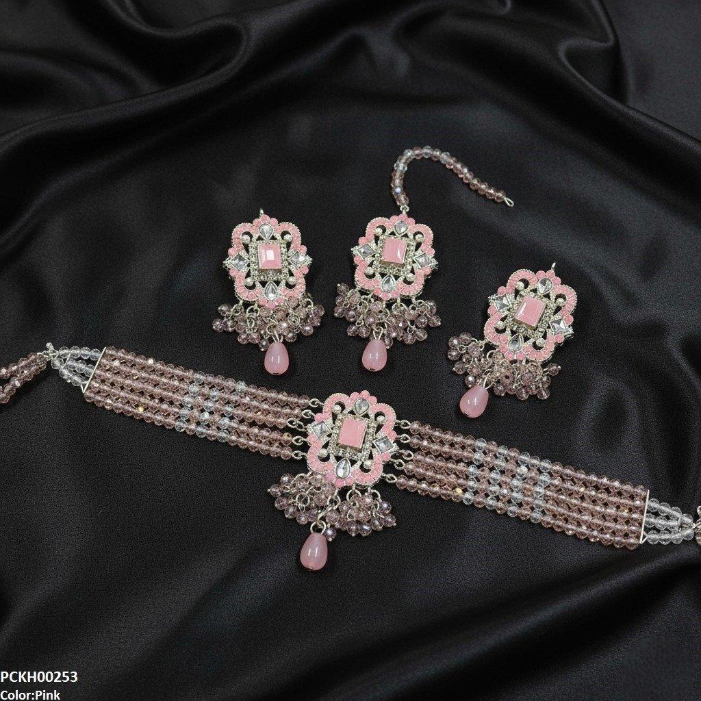 Square Pearl Drop Choker Set