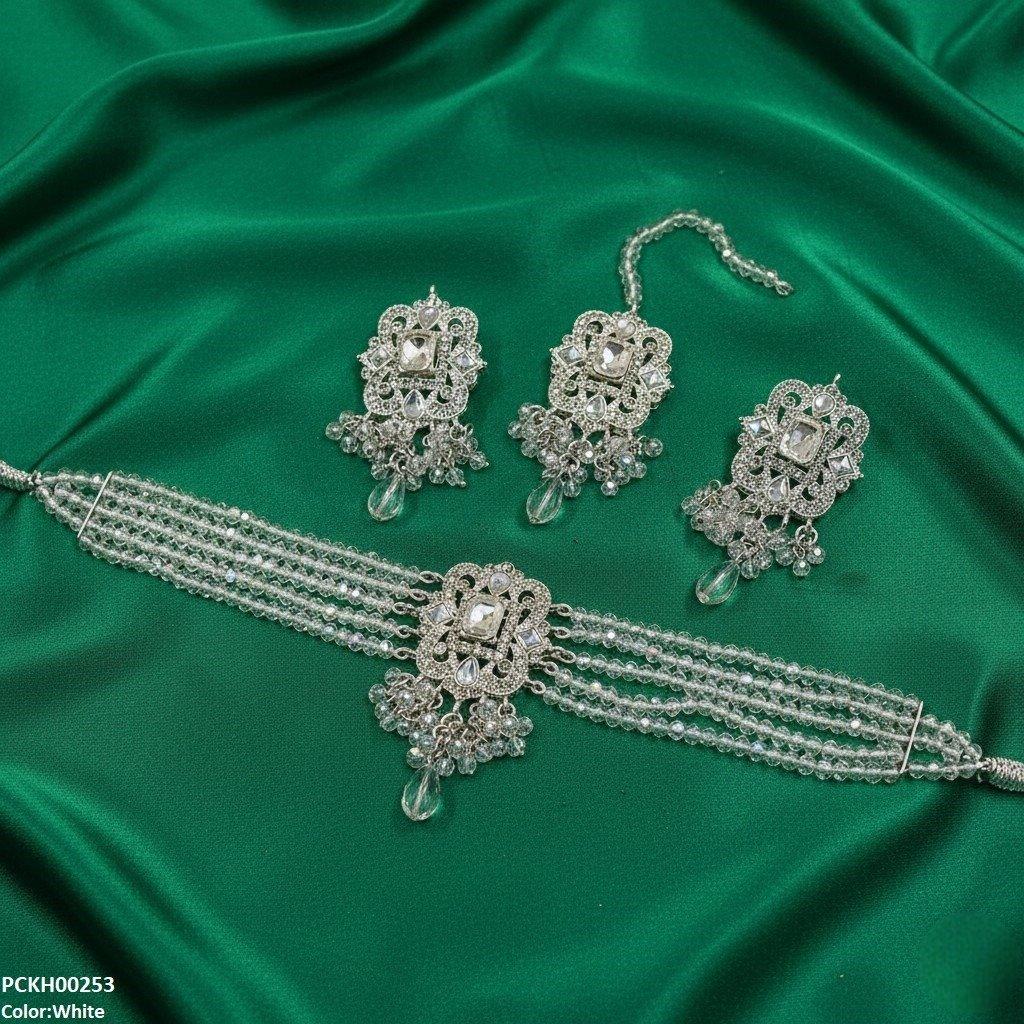 Square Pearl Drop Choker Set