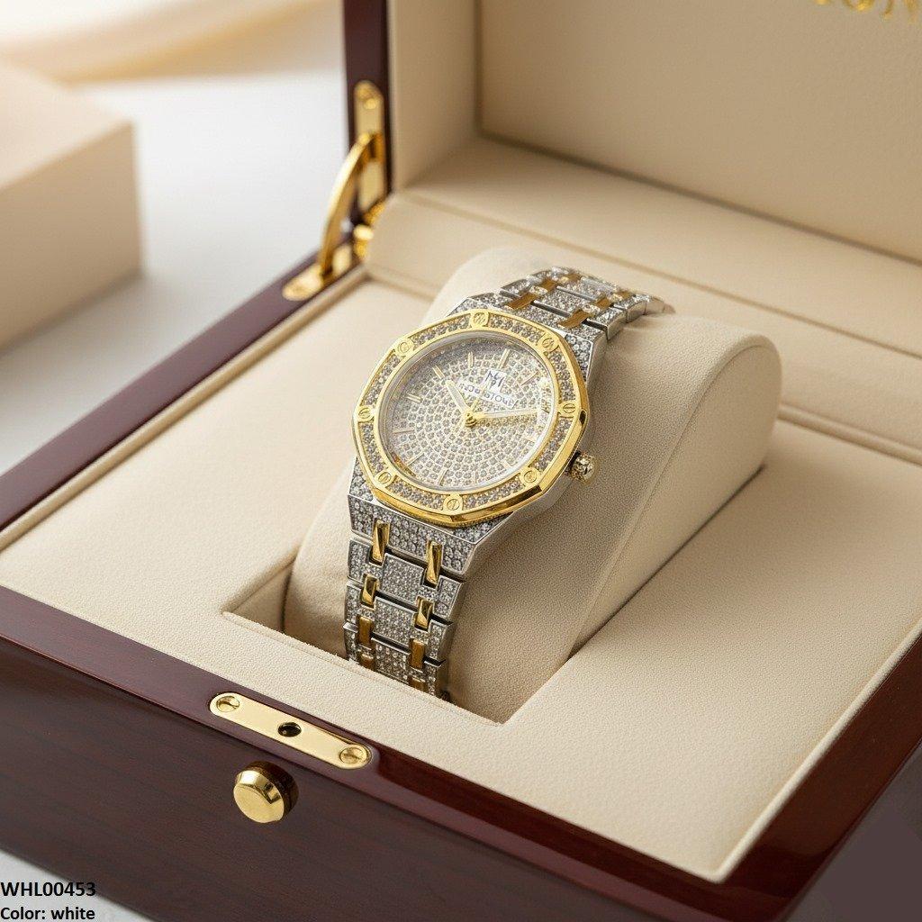 Stone Dial Two Tone Women's Watch