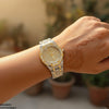 Stone Dial Two Tone Women's Watch