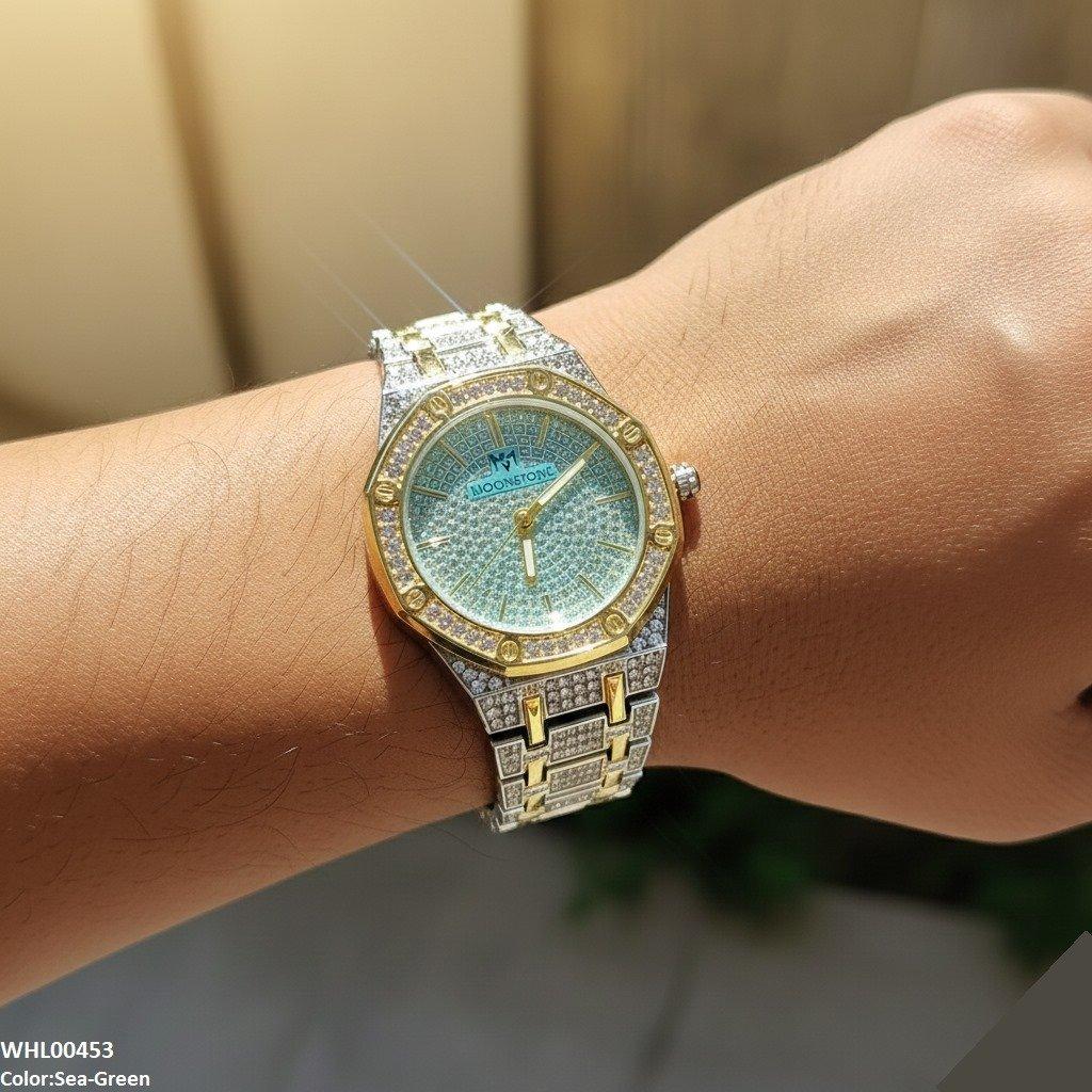 Stone Dial Two Tone Women's Watch