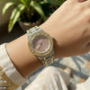 Stone Dial Two Tone Women's Watch