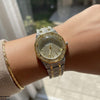 Stone Dial Two Tone Women's Watch