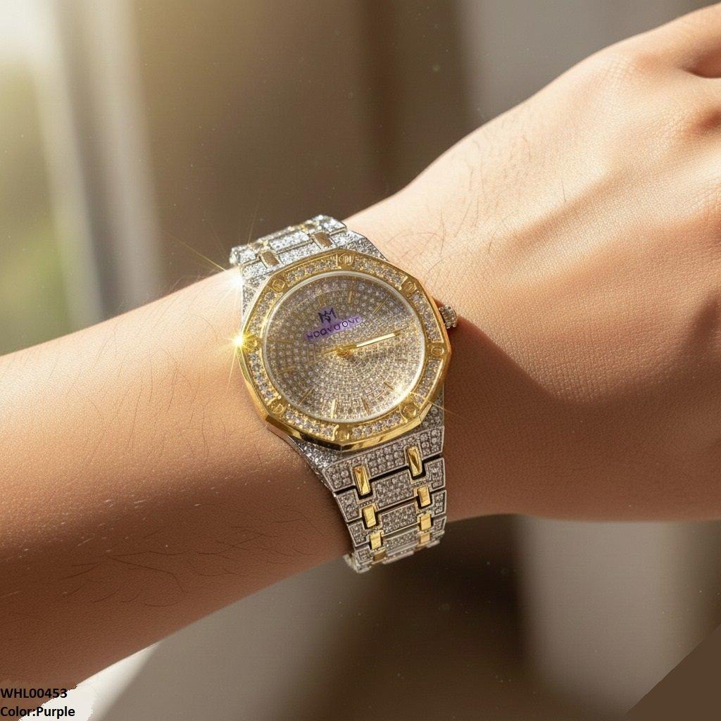 Stone Dial Two Tone Women's Watch