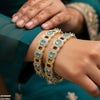 Round Stone Linked Bangle Set