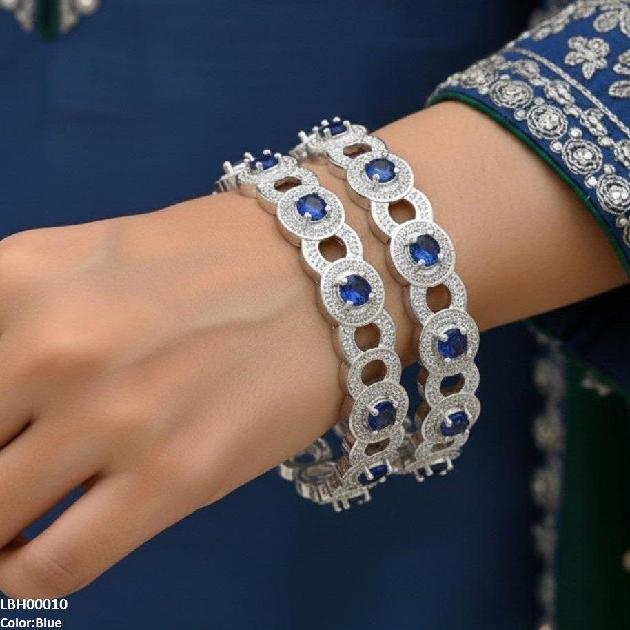 Round Stone Linked Bangle Set