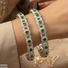 Round Stone Linked Bangle Set