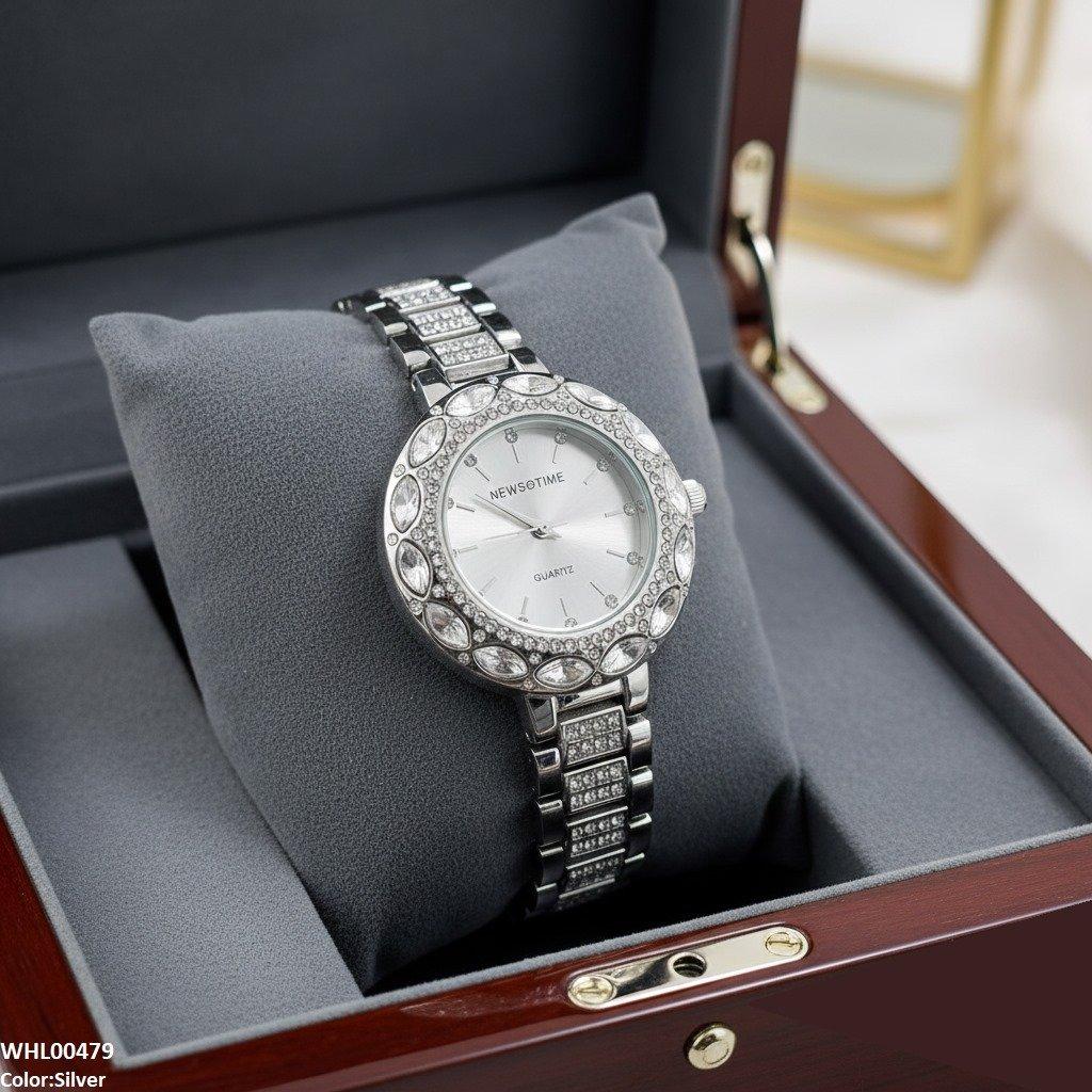 Round Marquise Stone Bezel Women's Watch