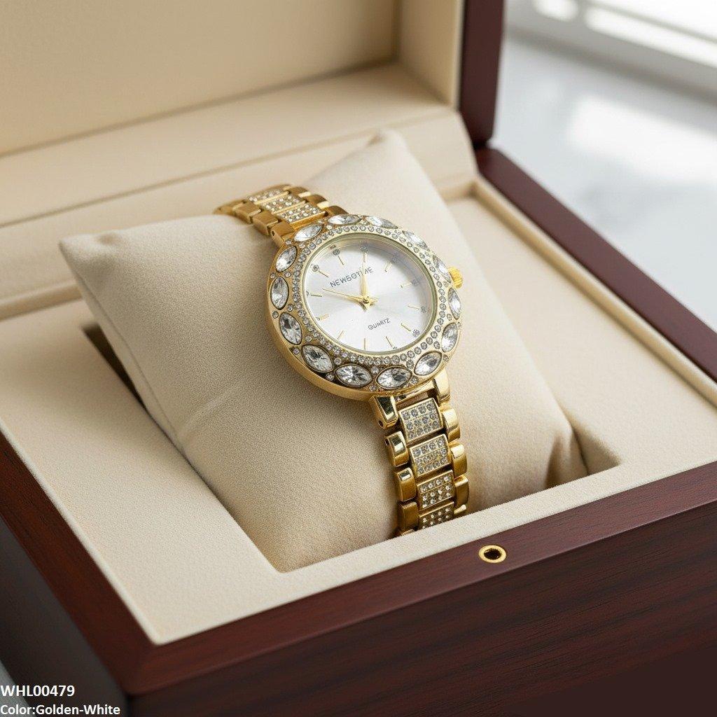 Round Marquise Stone Bezel Women's Watch