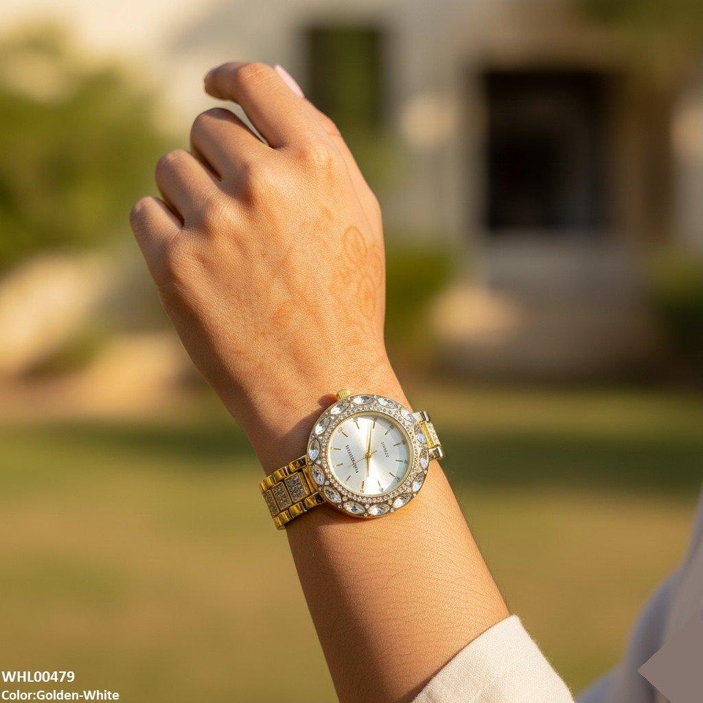Round Marquise Stone Bezel Women's Watch