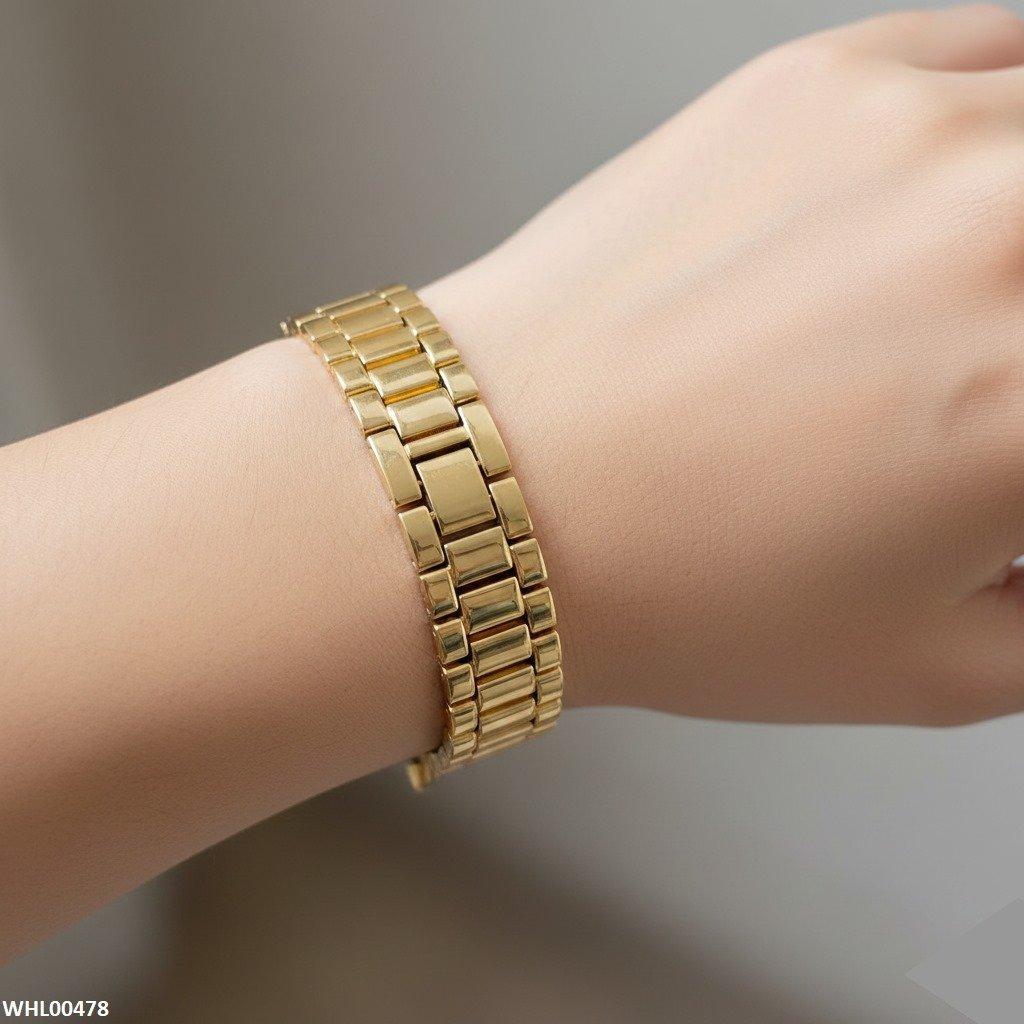 Round Bezel Stone Dial Women's Watch