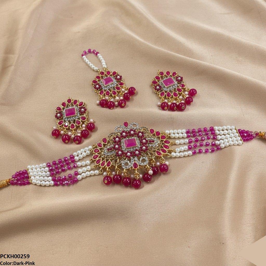 Flower/Tear Pearl Drop Choker Set