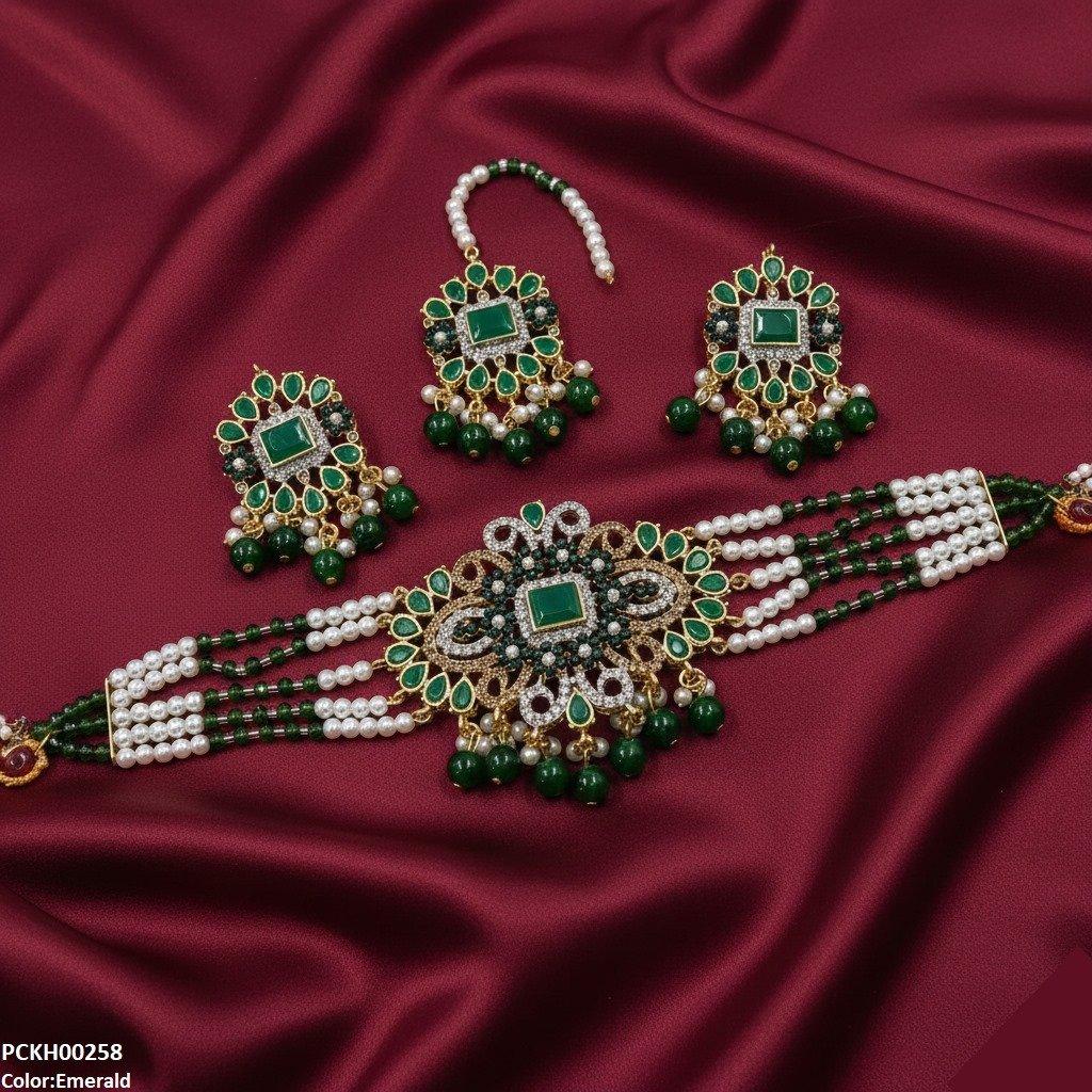 Flower Tear Pearl Drop Choker Set