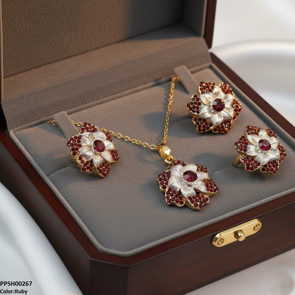 Round Flower Pendant Set