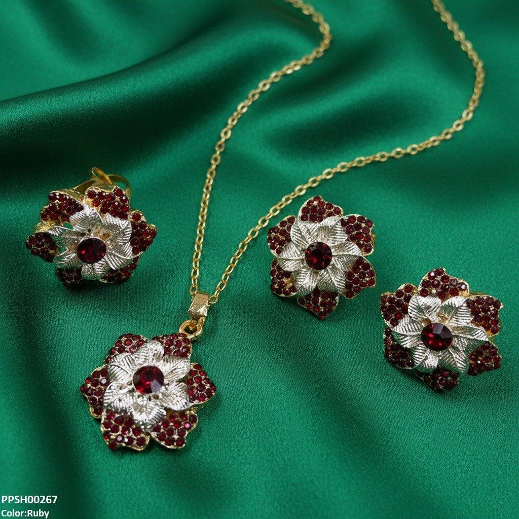 Round Flower Pendant Set