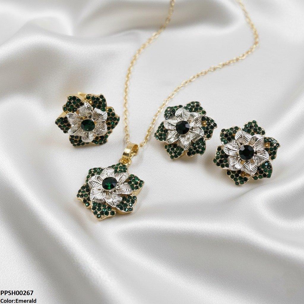 Round Flower Pendant Set