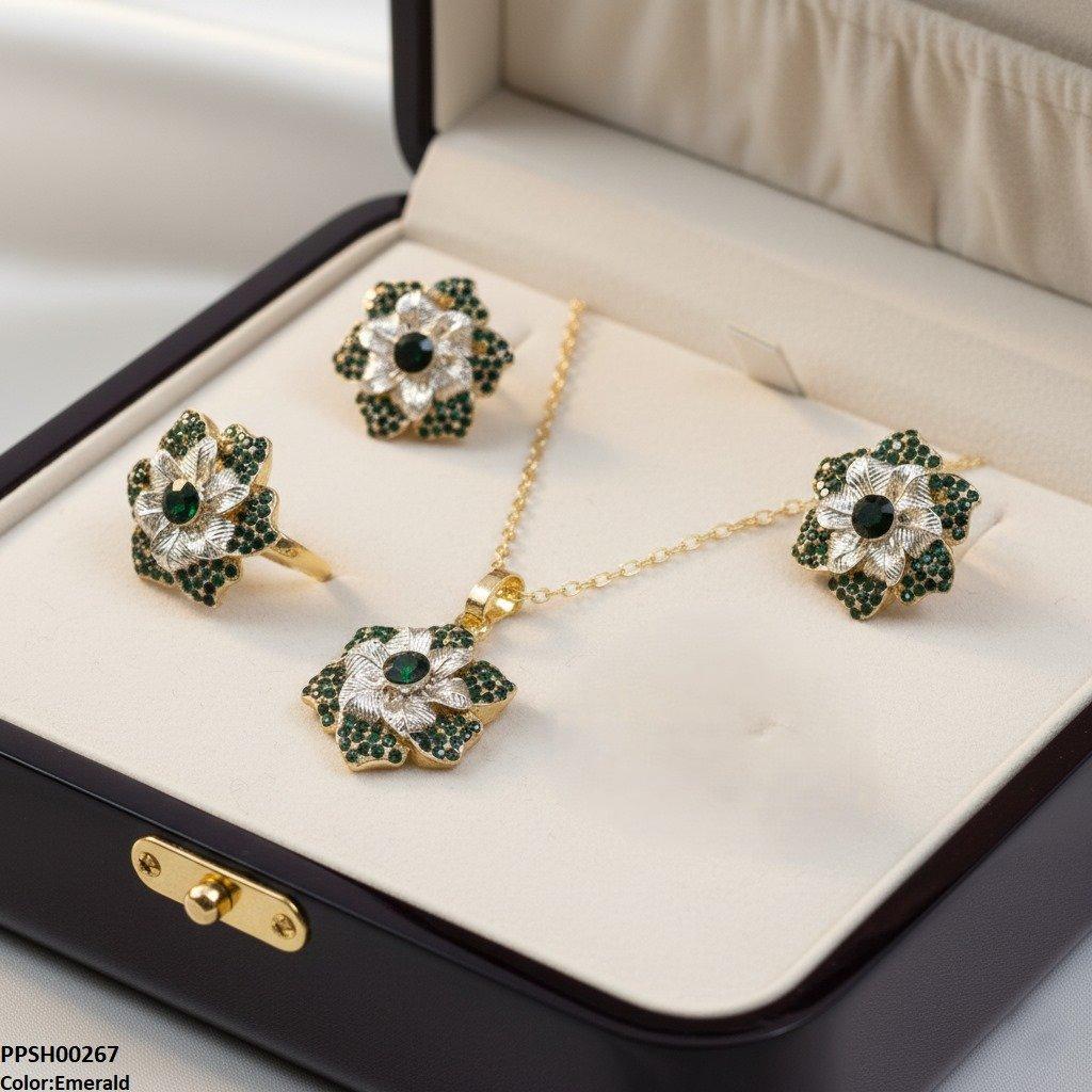 Round Flower Pendant Set