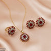 Round Stone Flower Pendant Set