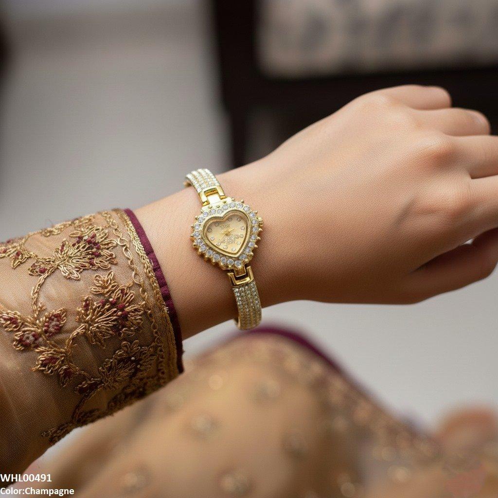 Heart Love Dial Stone Women's Watch