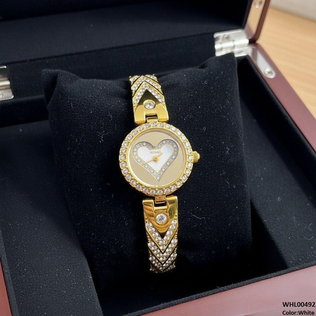 Round Heart Dial Bracelet Women's Watch
