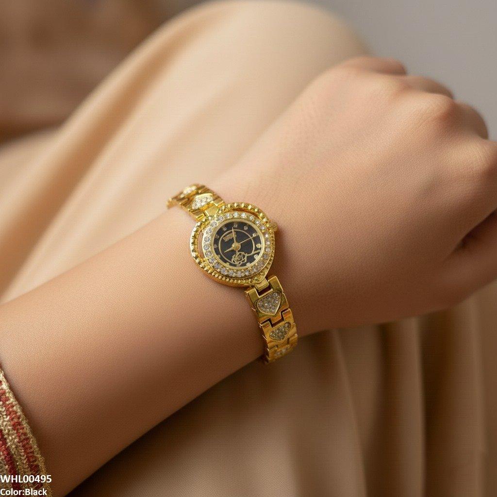Round Heart Flower Dial Women's Watch