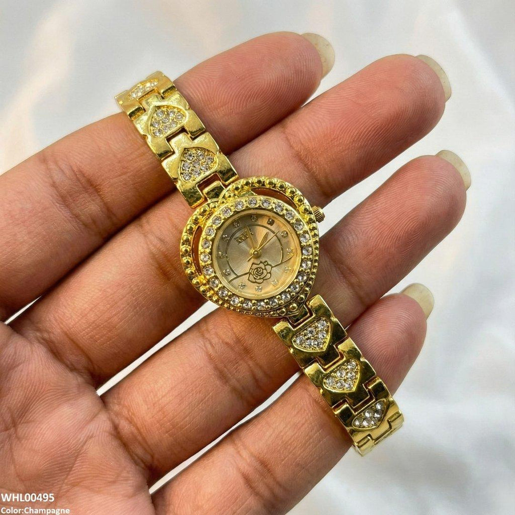 Round Heart Flower Dial Women's Watch