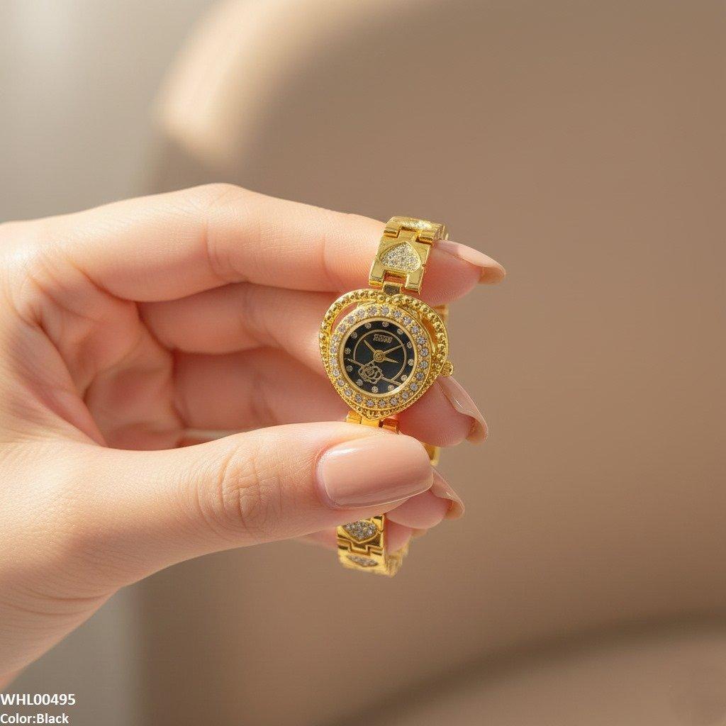 Round Heart Flower Dial Women's Watch