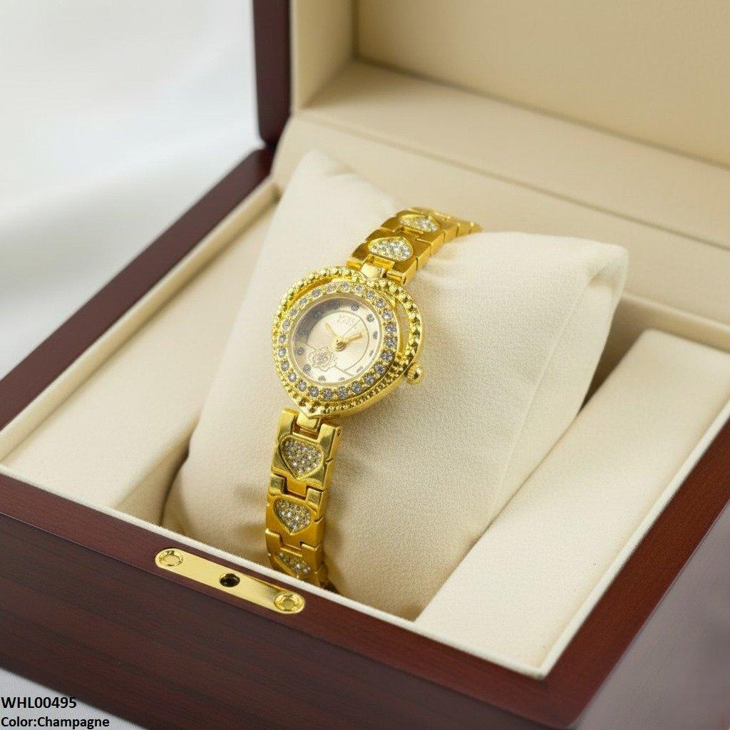 Round Heart Flower Dial Women's Watch