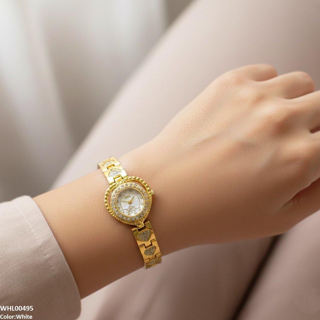 Round Heart Flower Dial Women's Watch