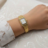 Rectangle Bezel Stone Dial Couple Watch