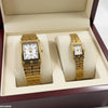 Rectangle Bezel Stone Dial Couple Watch