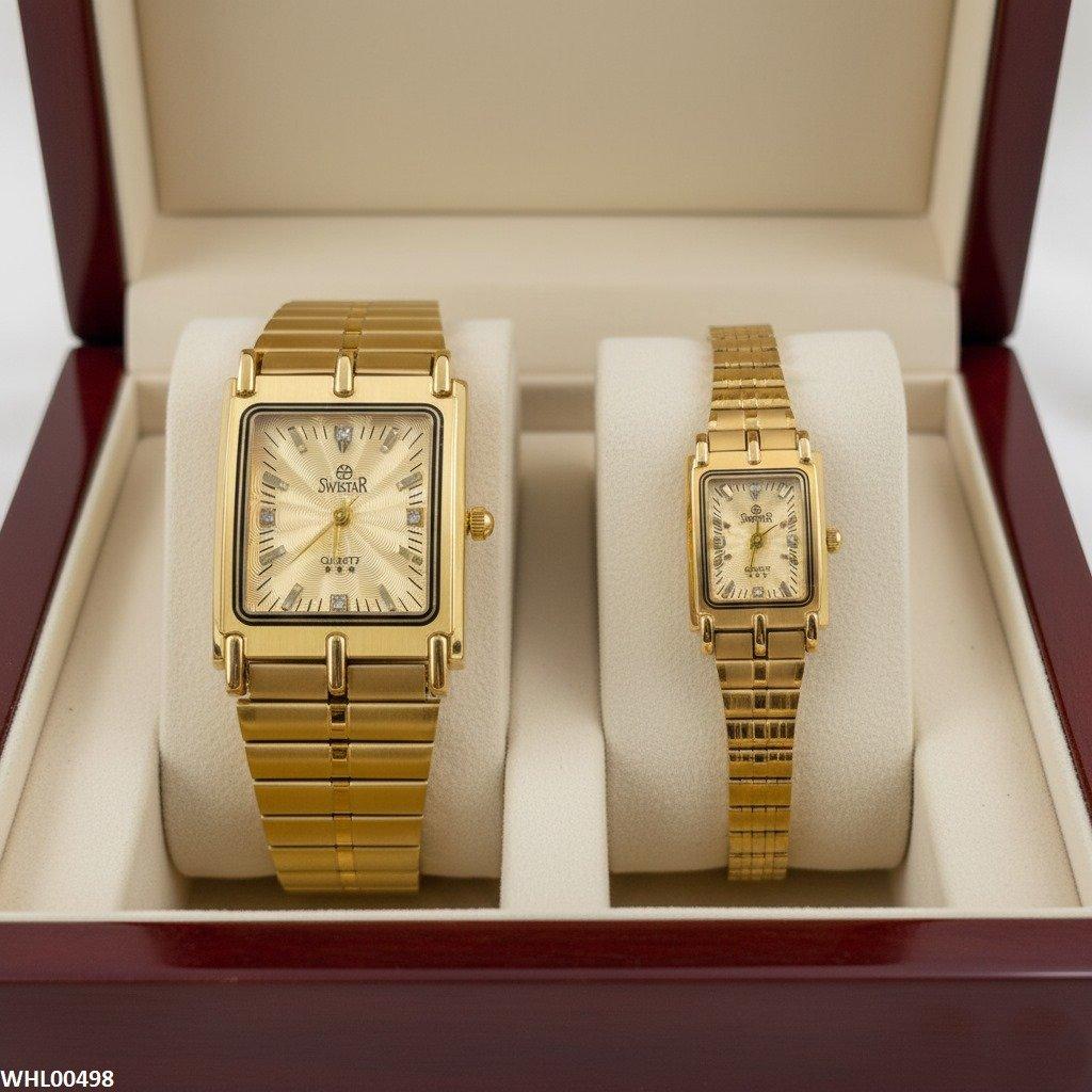 Rectangle Stone Dial Couple Watch