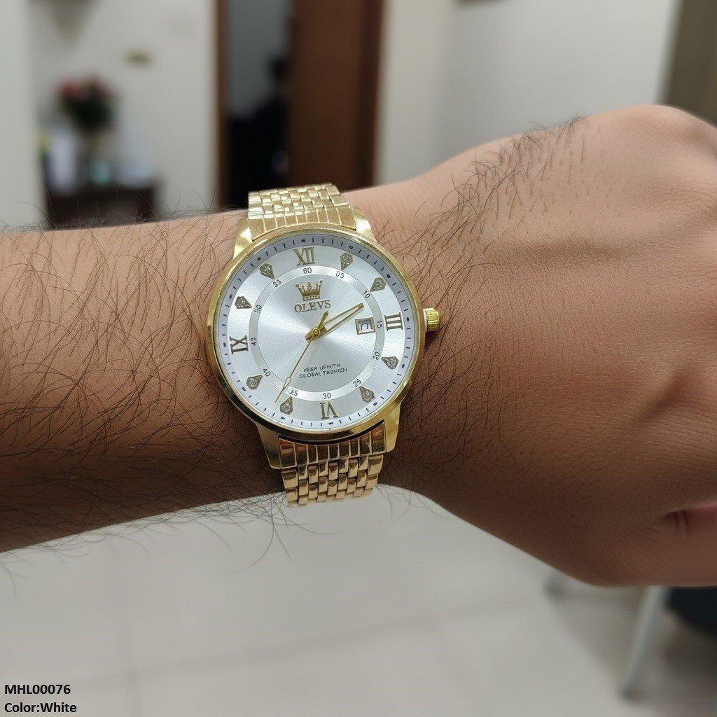 Round Stone Dial Men's Watch