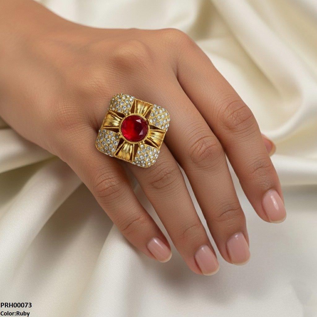 Round Stone Ring Adjustable